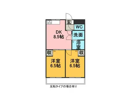 クラージュ(2DK/1階)の間取り写真