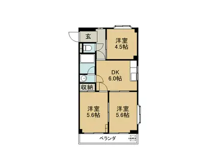 サニーヒル星見ヶ丘(3DK/2階)の間取り写真