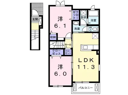 五福ガーデン B(2LDK/2階)の間取り写真