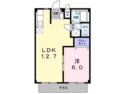 シティハイツ清晃(1LDK/1階)の間取り写真