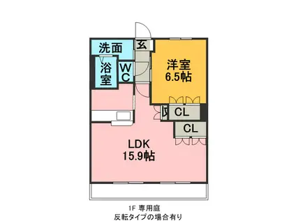 VALO A棟(1LDK/2階)の間取り写真