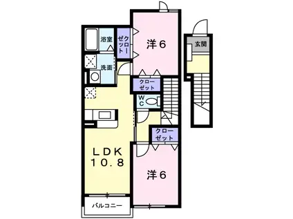 プリマ ヴェーラA(2LDK/2階)の間取り写真