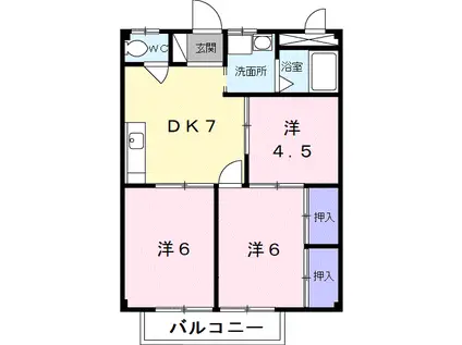 フレンドリータウンB(3DK/2階)の間取り写真