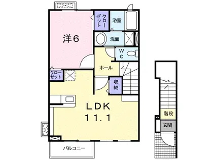 カーサ ラピタ(1LDK/2階)の間取り写真