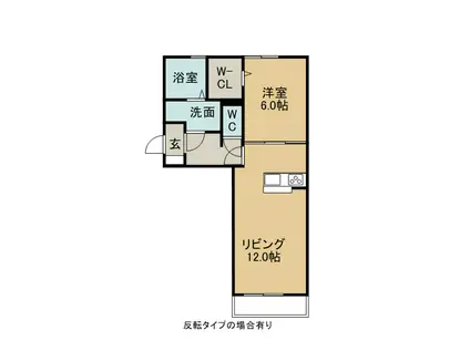 明楽 A棟(1LDK/1階)の間取り写真