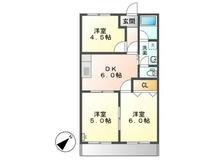 ハイツヤマシン(3DK/1階)の間取り写真