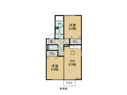 ホクトA(2DK/1階)の間取り写真