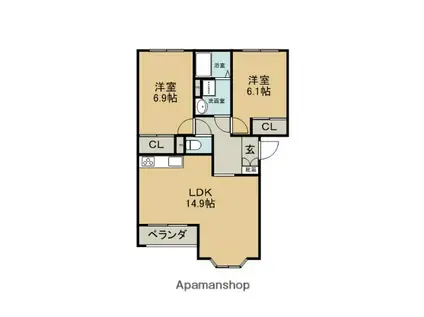 メゾン・コンフォース B(2LDK/2階)の間取り写真