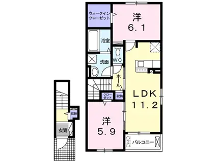 ラナ フラワー(2LDK/2階)の間取り写真