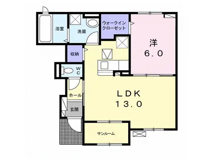 ショー・M(1LDK/1階)の間取り写真