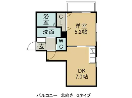 M・RIVER桜木(1DK/2階)の間取り写真