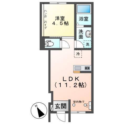東員町鳥取アパート(1LDK/1階)の間取り写真