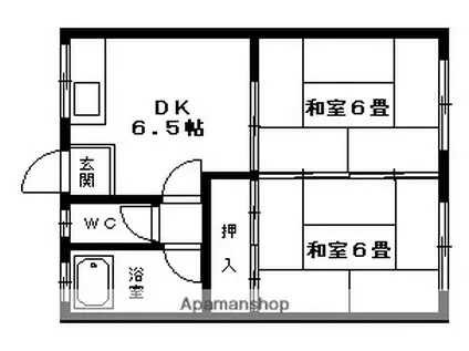 一ツ松アパート(2DK/2階)の間取り写真