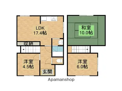 東海道本線 草津駅(滋賀) 徒歩28分 1階建 築51年(3LDK)の間取り写真