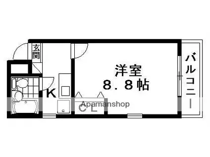 レイクシティ上笠(1K/4階)の間取り写真