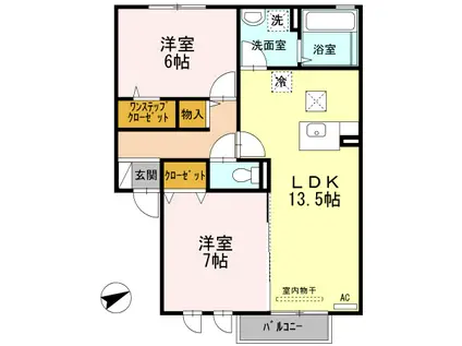 セイントクシムラ(2LDK/1階)の間取り写真