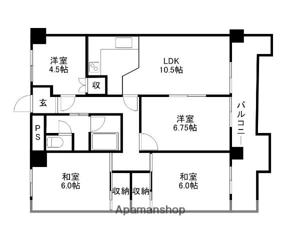 シャレー富士美台(4LDK/4階)の間取り写真