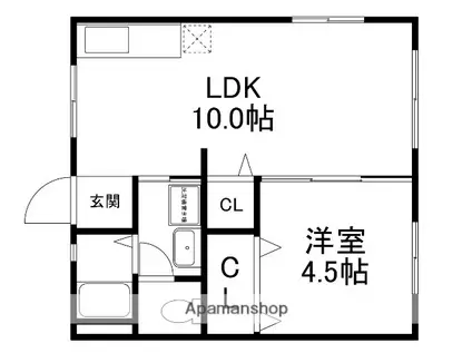 サニーハイツA棟(1LDK/1階)の間取り写真