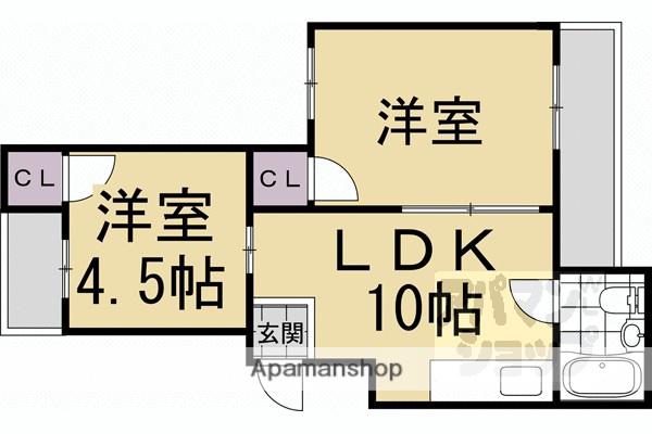 大鳳ハイツ(1LDK/4階)の間取り写真