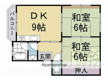 コーポシオン(2LDK/3階)の間取り写真