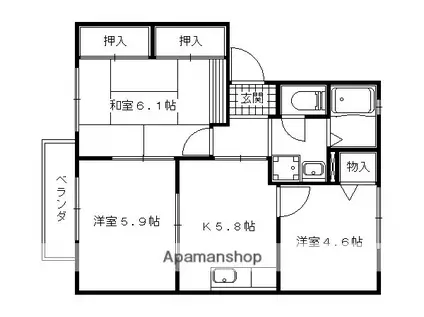 ミキトゥール(3DK/1階)の間取り写真