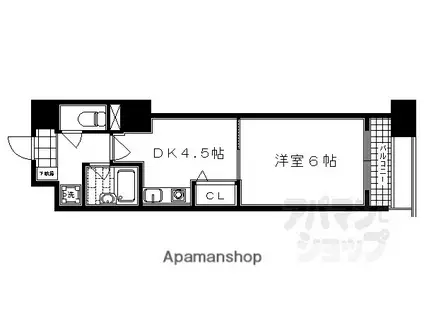 エスリード京都河原町第3(1DK/3階)の間取り写真