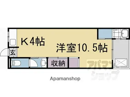 マンション千丈(1K/3階)の間取り写真