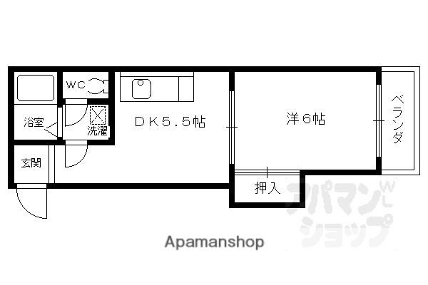 ミレイ西ノ京(1DK/4階)の間取り写真