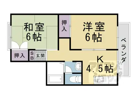 ドゥセジュール(2DK/1階)の間取り写真