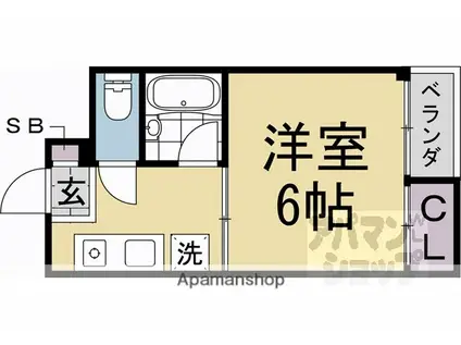 チェリーアート東山(1K/3階)の間取り写真