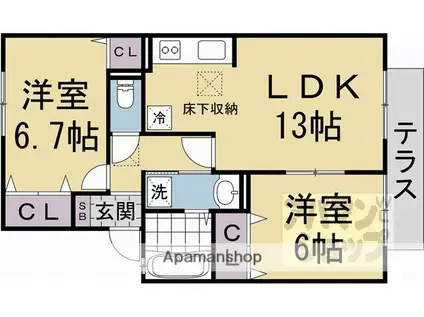 セジュールハピネスC(2LDK/1階)の間取り写真