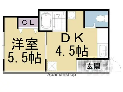 たけうちハイツ(1DK/2階)の間取り写真