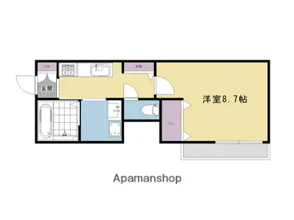 フォレスト(1K/1階)の間取り写真