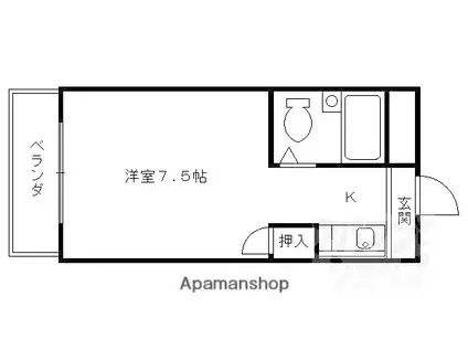 アドミラルマンション(1K/3階)の間取り写真