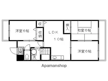 ネオグランドール伏見(3LDK/2階)の間取り写真