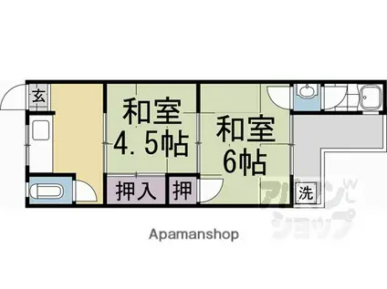 第一ニューグリンハウス杉(2K/2階)の間取り写真