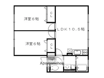 フレンドコスモス(2LDK/2階)の間取り写真