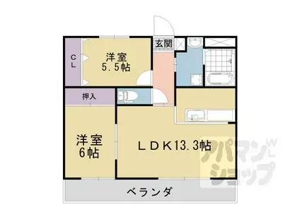 シャルマングレーヌ(2LDK/2階)の間取り写真