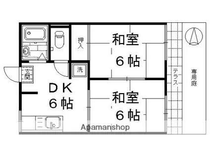 ポニーハイツ(2DK/1階)の間取り写真