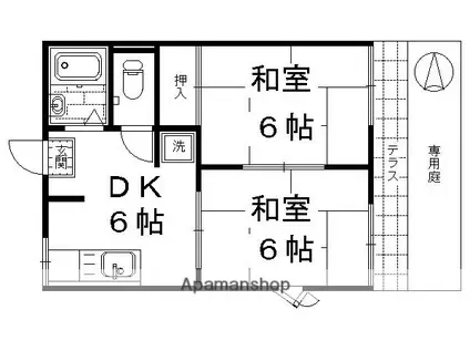 ポニーハイツ(2DK/1階)の間取り写真