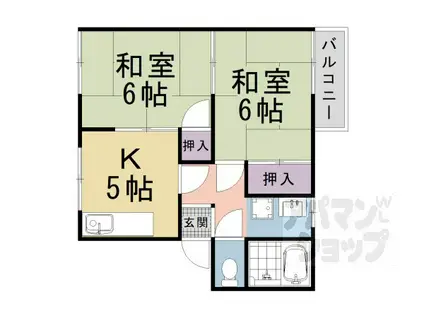 タウニィ地後(2DK/2階)の間取り写真