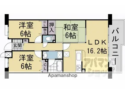 パデシオン新烏丸十条(3LDK/2階)の間取り写真