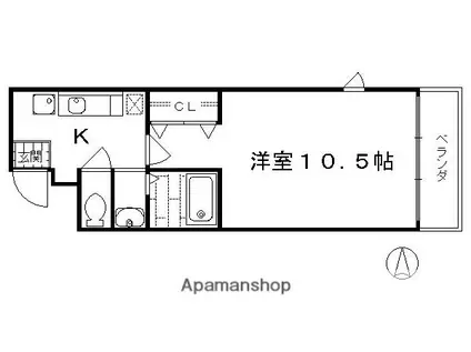 コルテ鴨川五条(1K/4階)の間取り写真