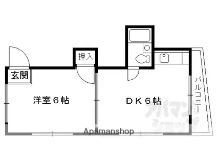 ヴィラ醍醐(1DK/2階)の間取り写真