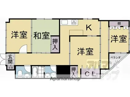 シュトラーセ鳥羽街道(3LDK/1階)の間取り写真