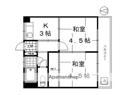 マンション千鶴荘(2K/4階)の間取り写真