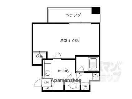 下京区観喜寺町マンション(1K/8階)の間取り写真