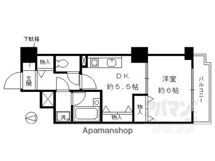 ライオンズマンション四条堀川第2(1DK/3階)の間取り写真