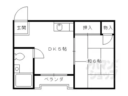ヴィラ勧修寺(1DK/2階)の間取り写真