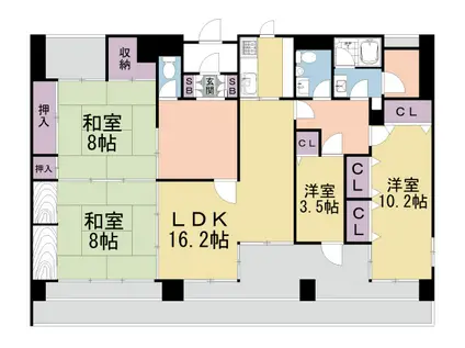 グランベール西七条(4LDK/8階)の間取り写真